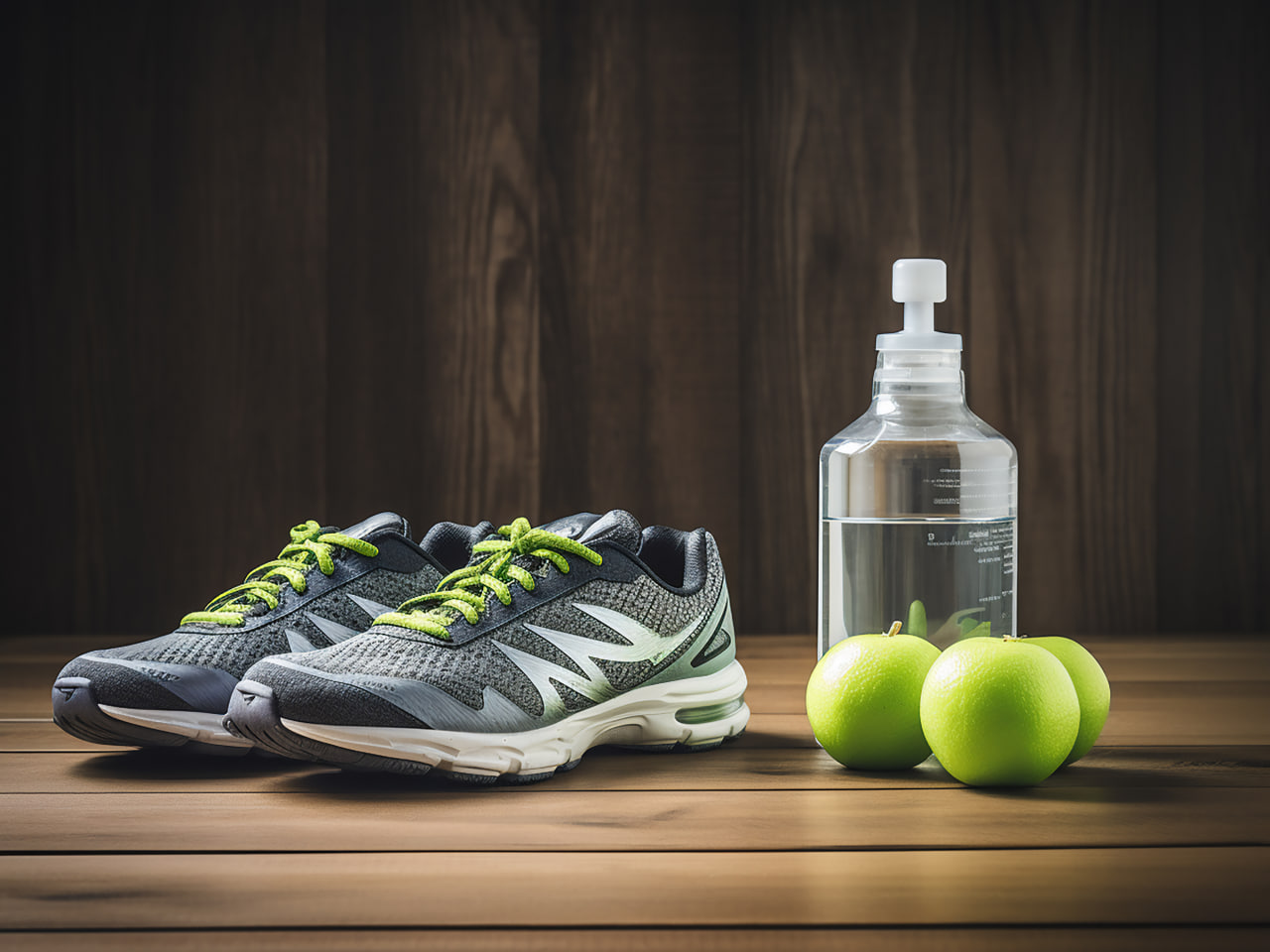 Fitness accessories and healthy meal